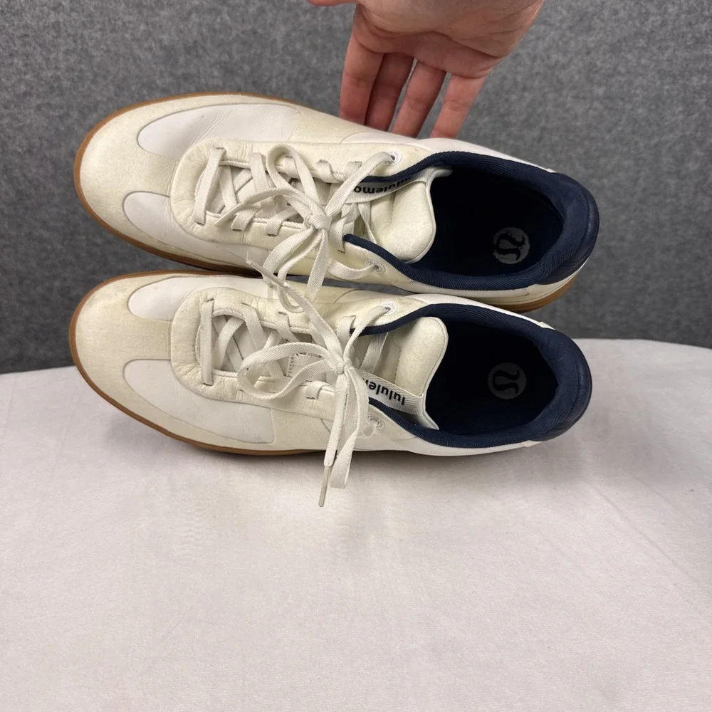 Lululemon Mens Cityverse Sneaker 12.5 White Navy Leather Gum Sole LM9AV8S